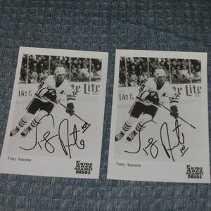 TWO signed on sight TONY AMONTE 5x7" Autographed Photo Chicago Blackhawks Hockey